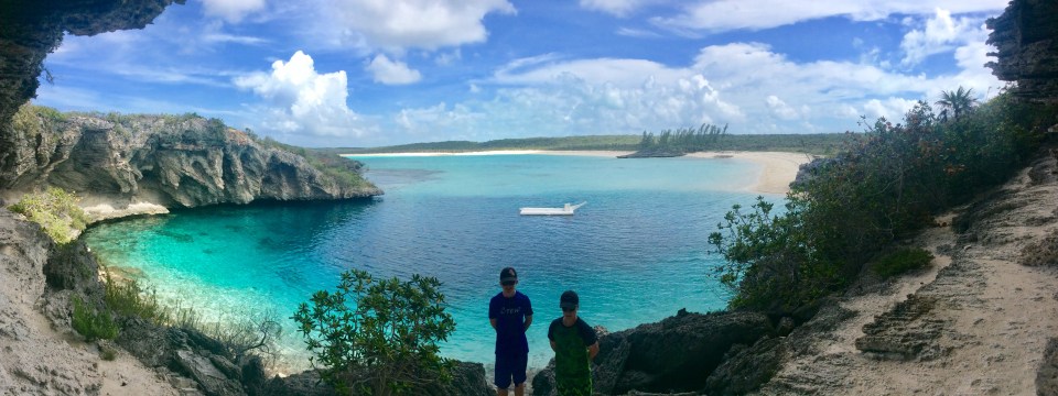 Ryan & Ronan at Dean's Blue Hole, Long Island, Bahamas
