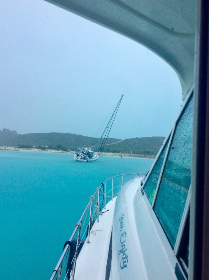 This sailboat ran aground in the channel approach to Southside Marina, Providenciales Turks & Caicos