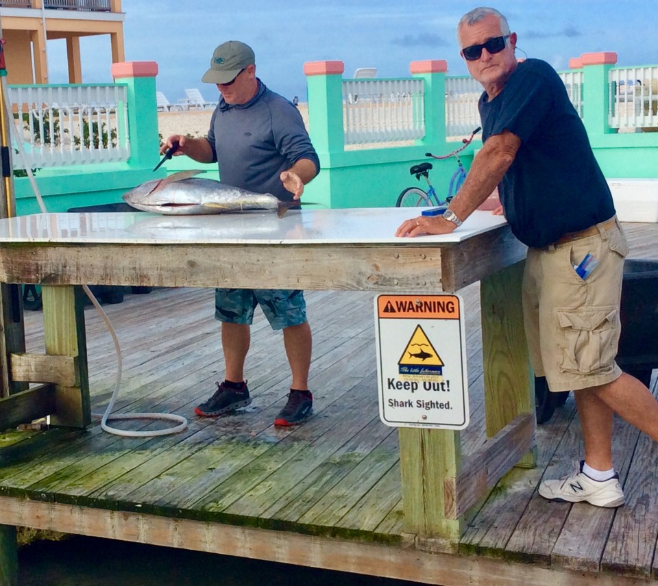 Fish cleaning station at Flying Fish Marina, Long Island, Bahamas
