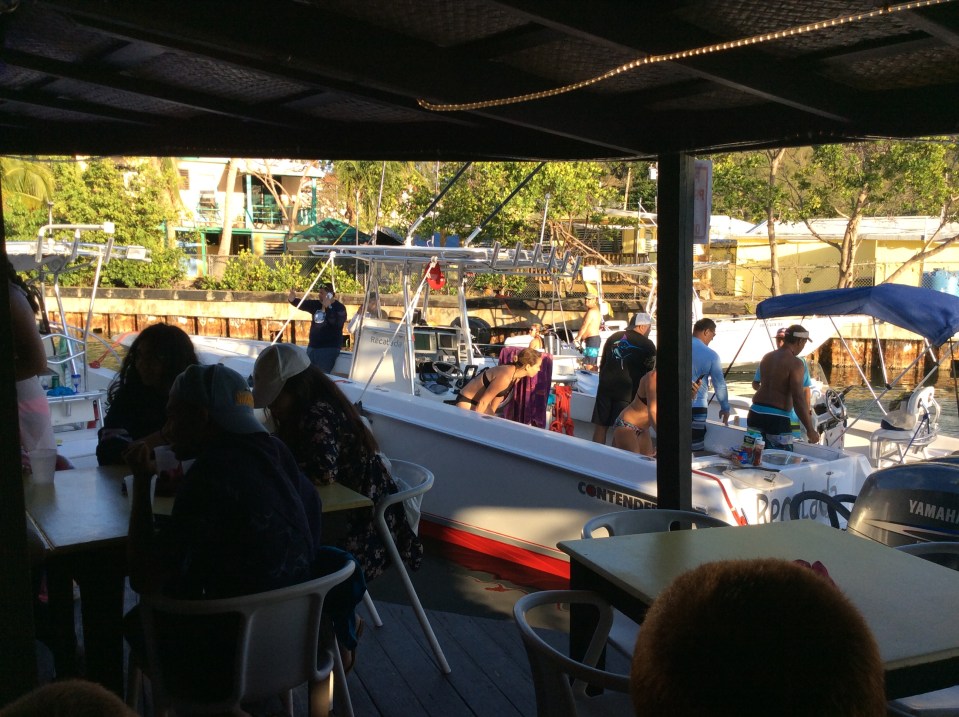 Boat pulling up to Mamacita's Culebra, Puerto Rico