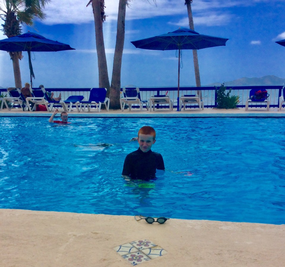 Ronan & Ryan in the pool at Nanny Cay, Tortola, BVI (March 2018)