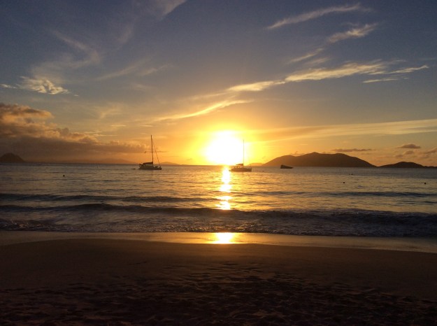Sunset view from Myett’s is Cane Garden Bay, BVIs (March 2018)