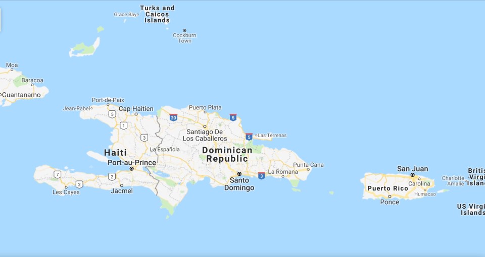 Dominican Republic & Turks & Caicos Map