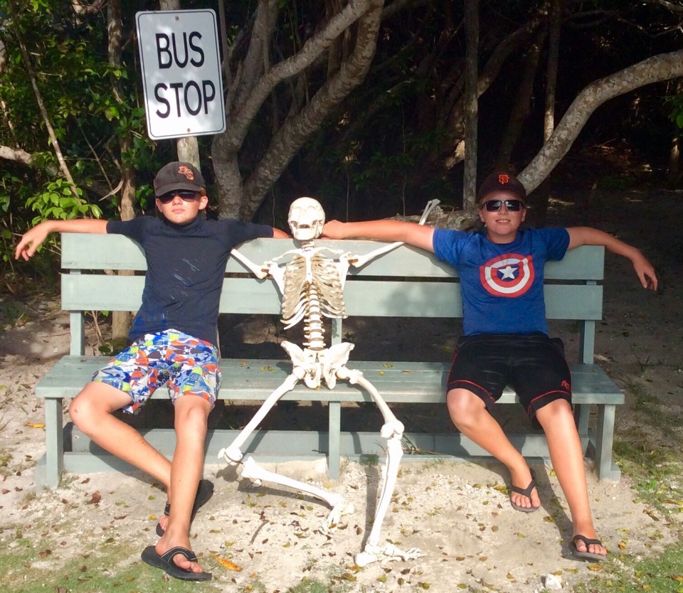 Ryan & Ronan @ the “Bus Stop,” Highbourne Cay, Bahamas (June 2018)