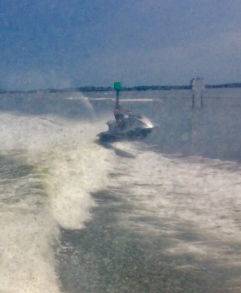 Jet skier in our wake