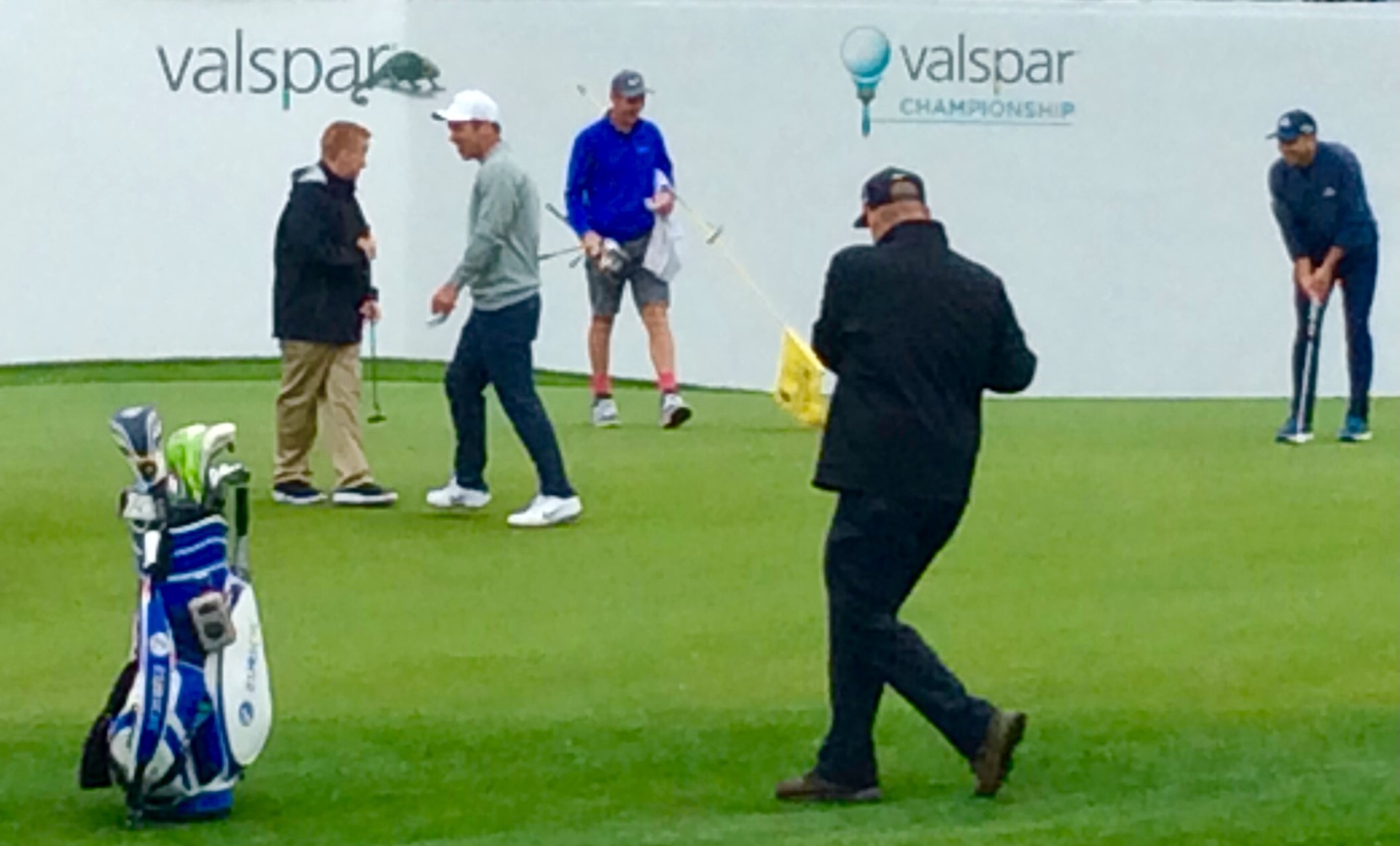 Ronan, Paul Casey and Sergio Garcia on the 18th green (March 2019)